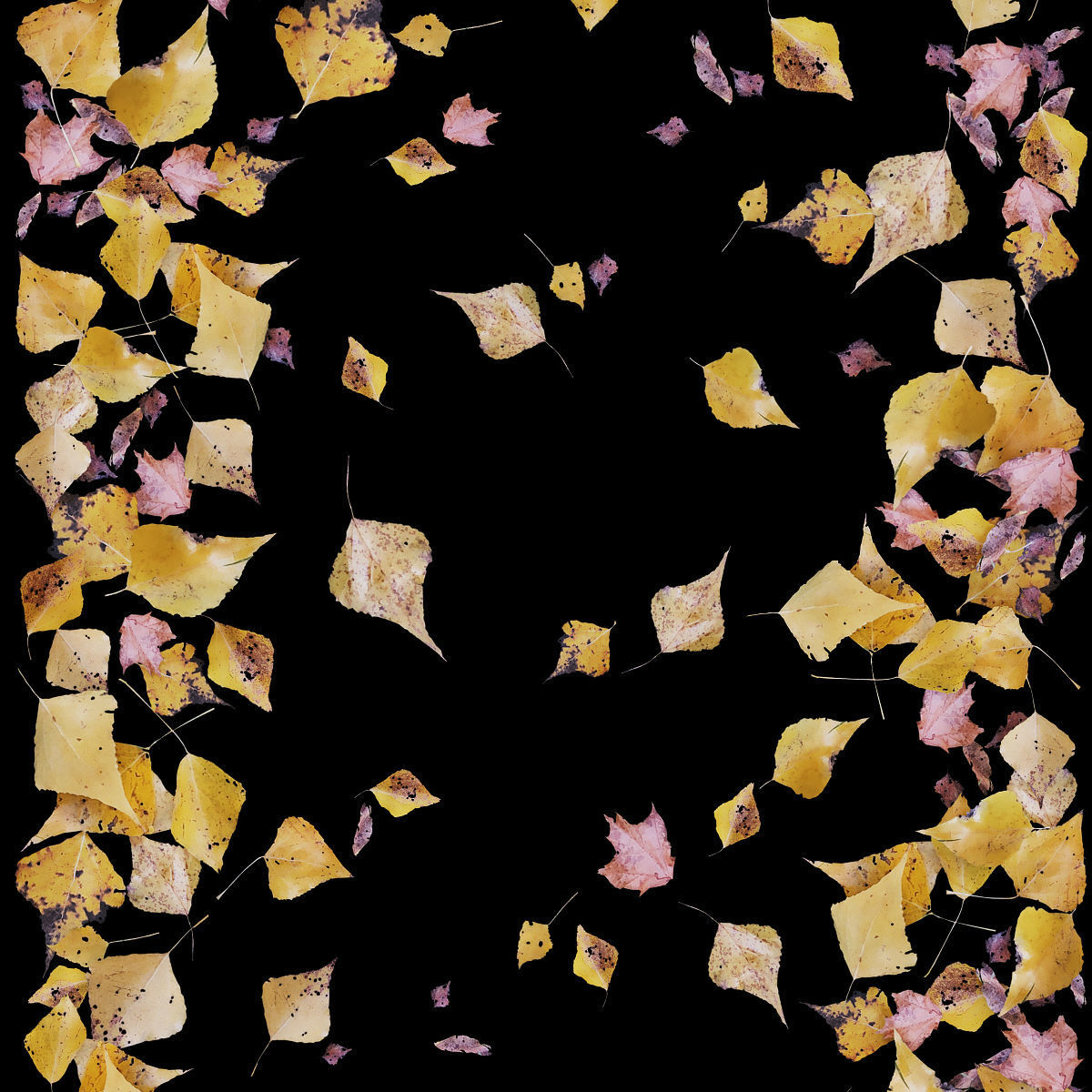 Autumn yellow leaves 2 3D model_2