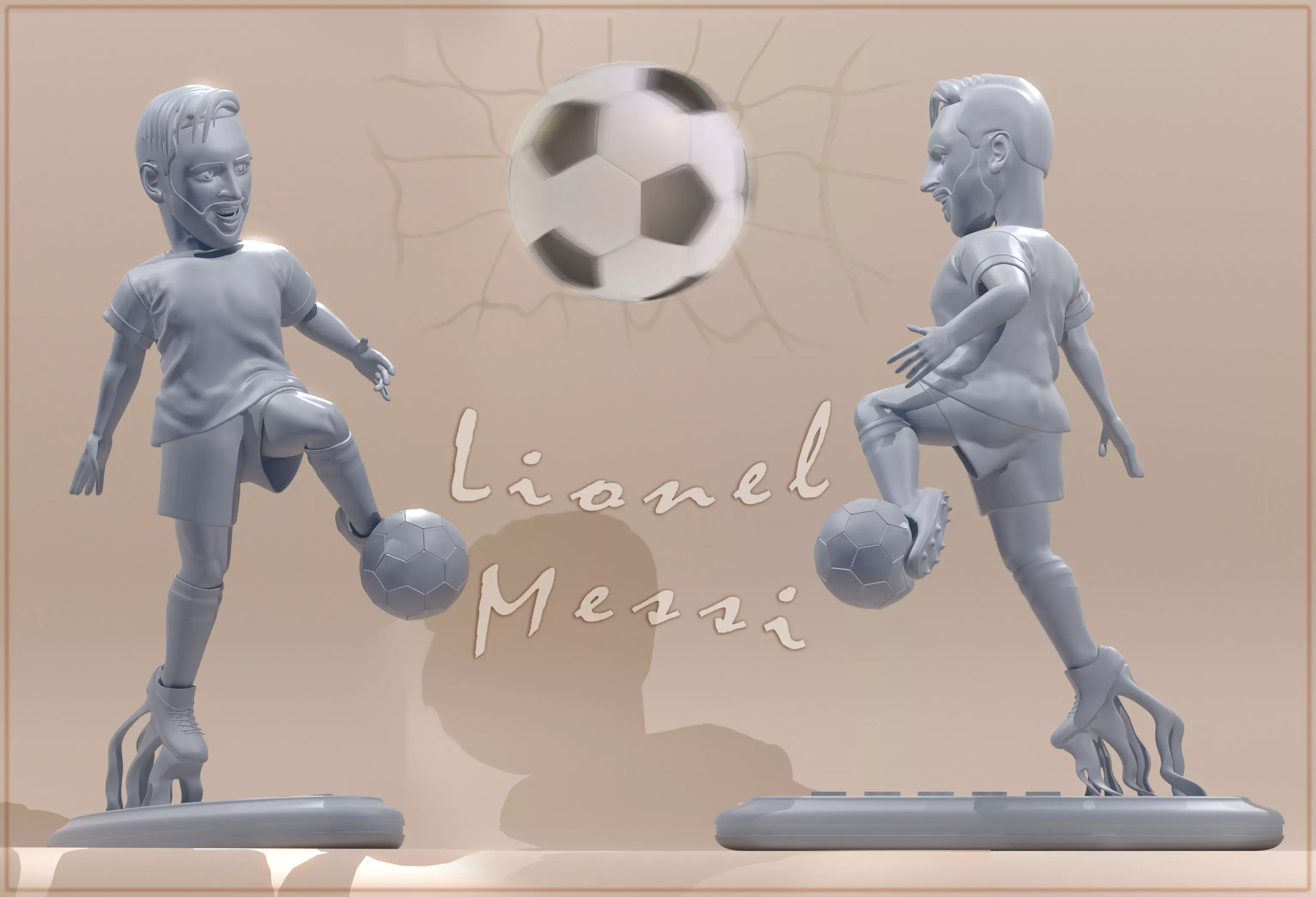 Lionel person kicking soccer ball 3D model
