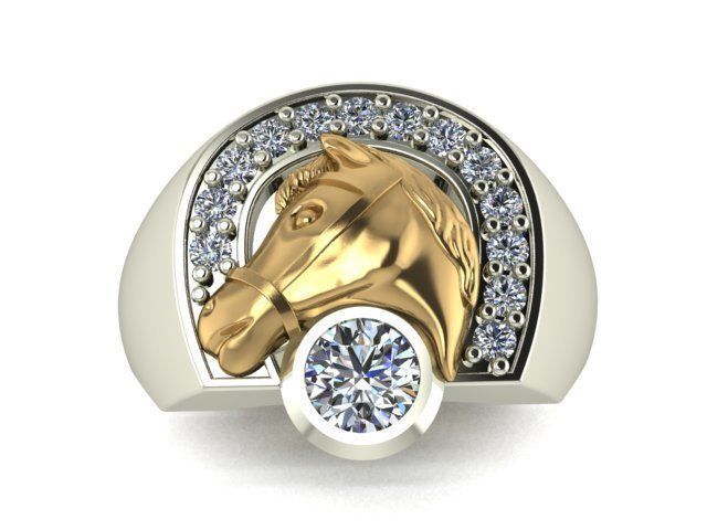 Horseshoe ring 3D print model_7