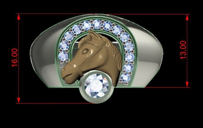 Horseshoe ring 3D print model_3
