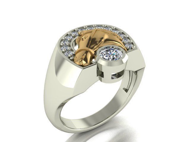 Horseshoe ring 3D print model_5