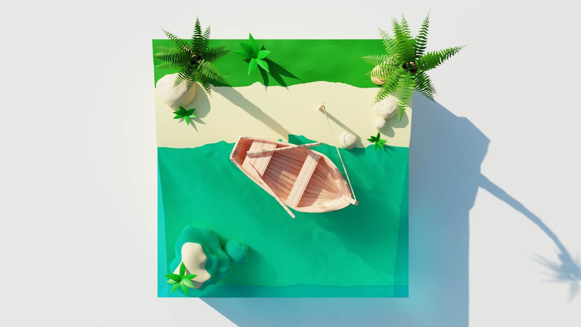 A boat in the tropics tied to the shore 3D model_1