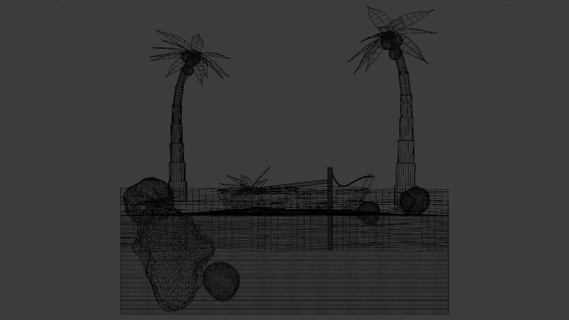 A boat in the tropics tied to the shore 3D model_4