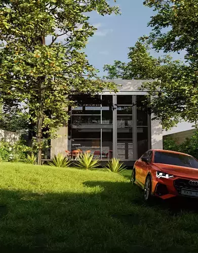 modern loft with interior and exterior