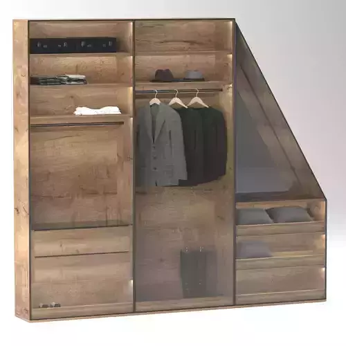 Woodern wadrobe in minimalistic style