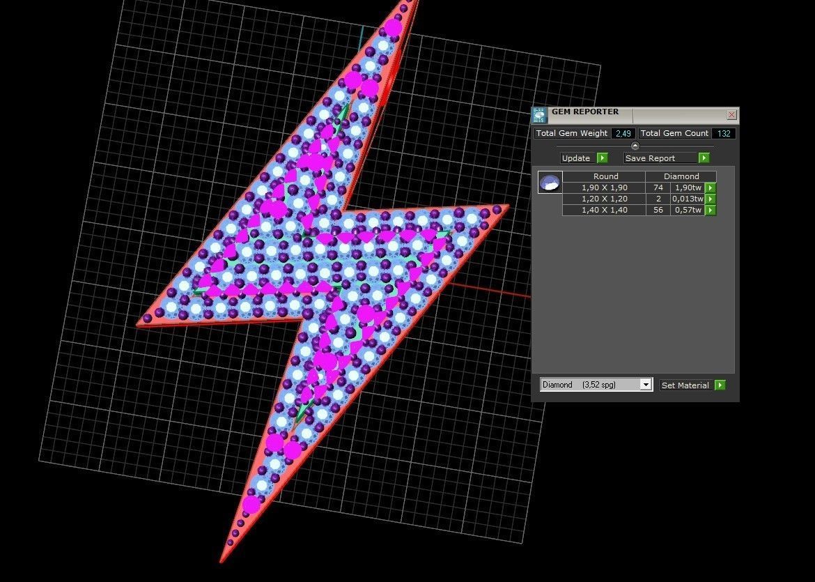 Model 510 Lightning Diamond Pendant 2 Layers 3D print model_17