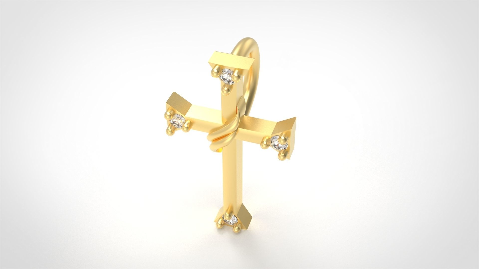 Model 515 Cross Diamond Pendant 3D print model_3