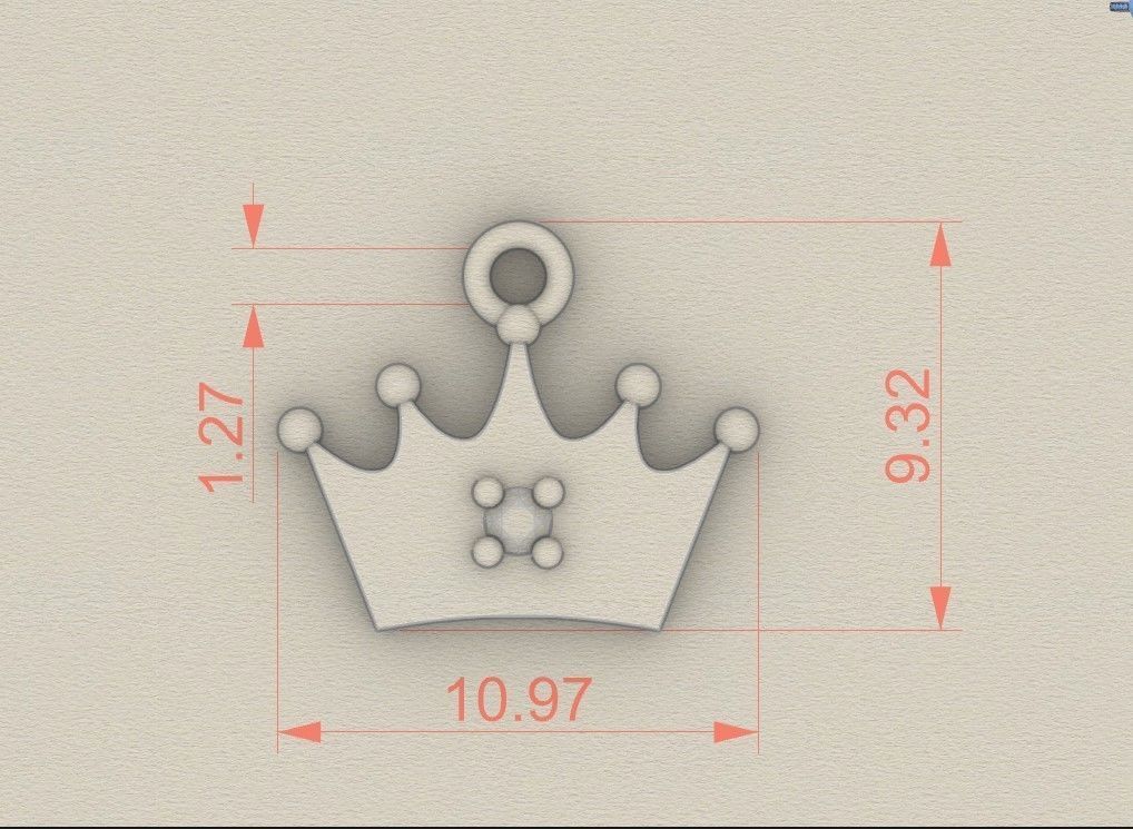 Model 516 Crown Diamond Pendant 3D print model_7