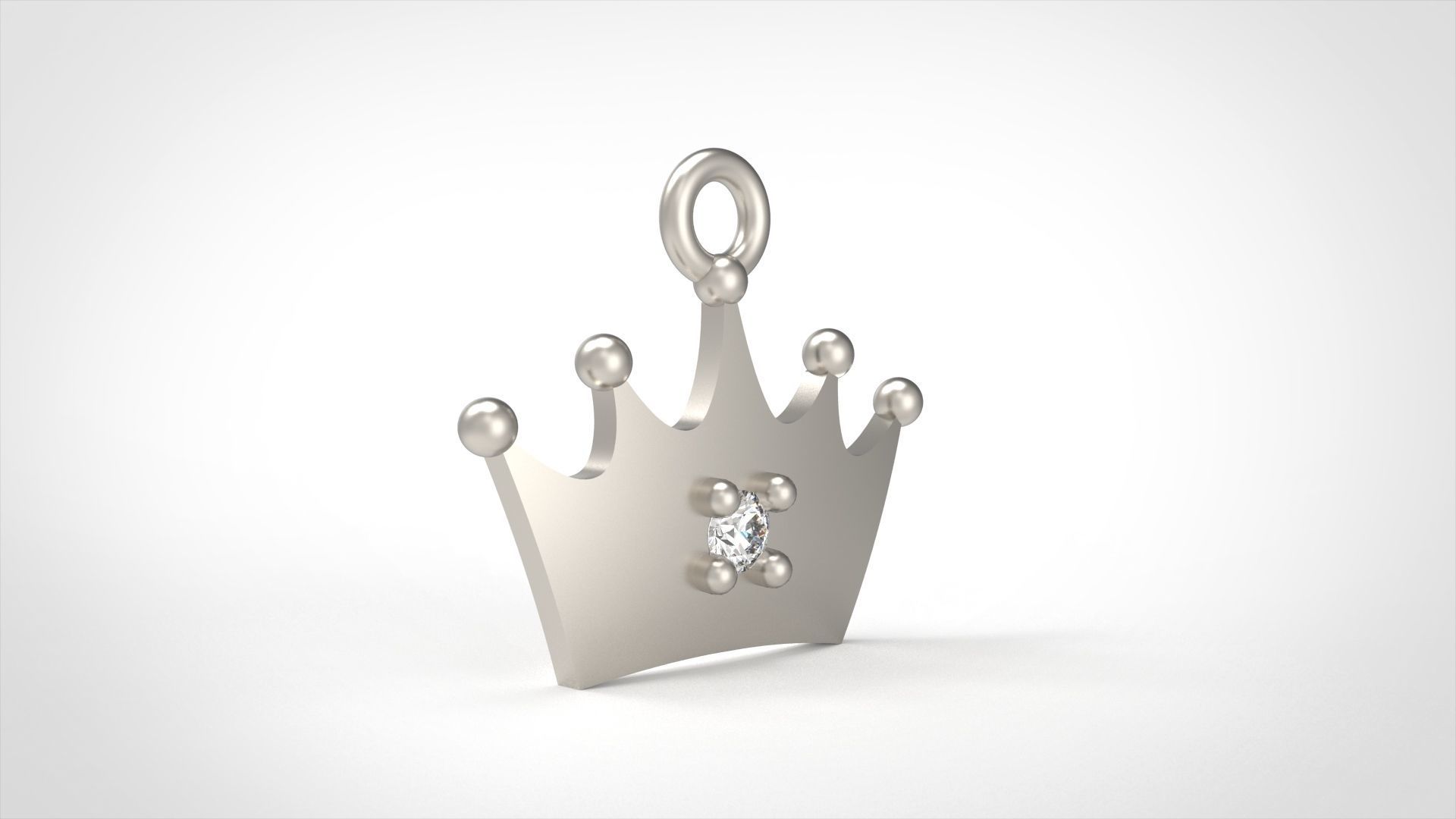 Model 516 Crown Diamond Pendant 3D print model_4