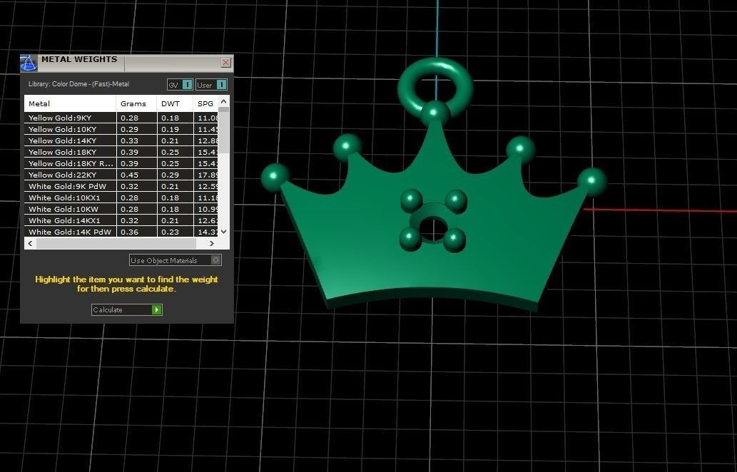 Model 516 Crown Diamond Pendant 3D print model_12