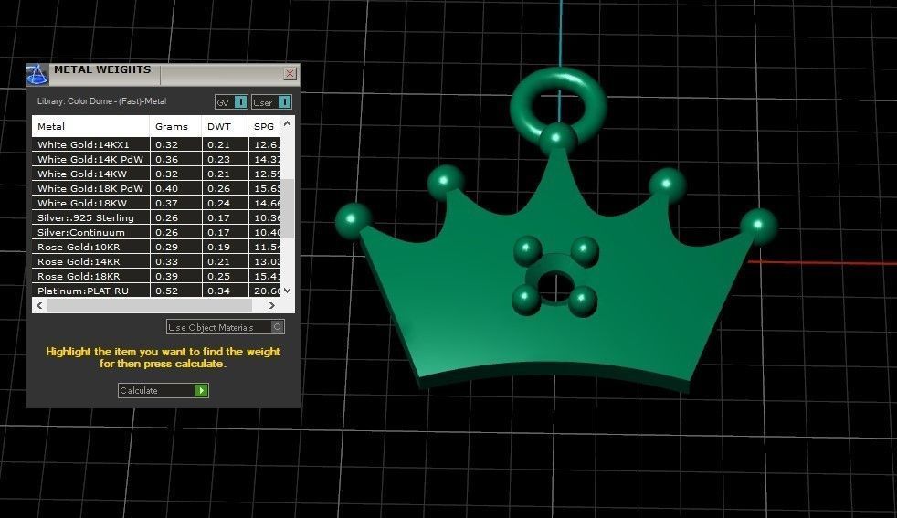 Model 516 Crown Diamond Pendant 3D print model_13