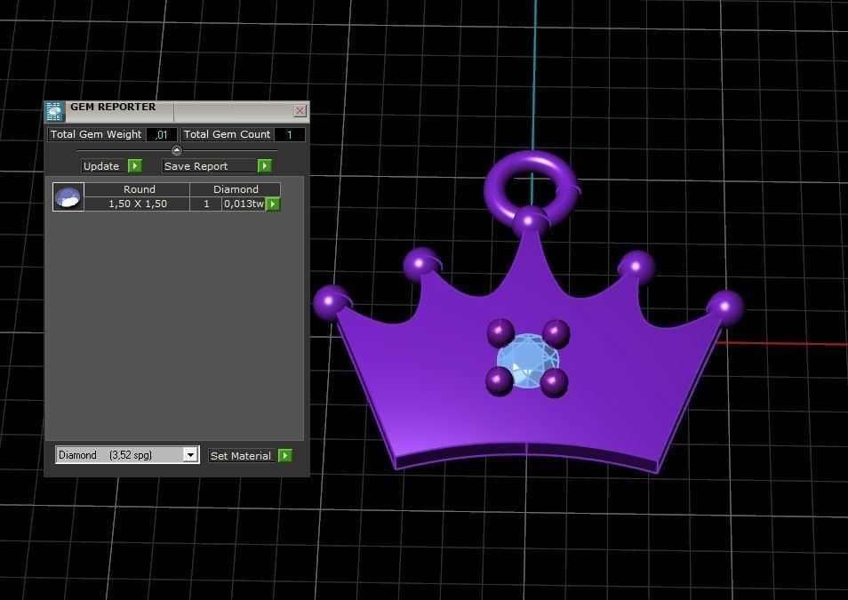 Model 516 Crown Diamond Pendant 3D print model_11