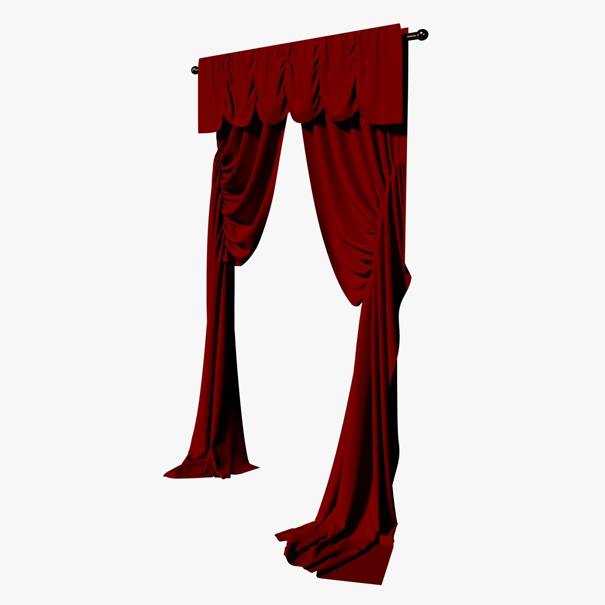 Double Curtain for two standard Windows 3D model_3