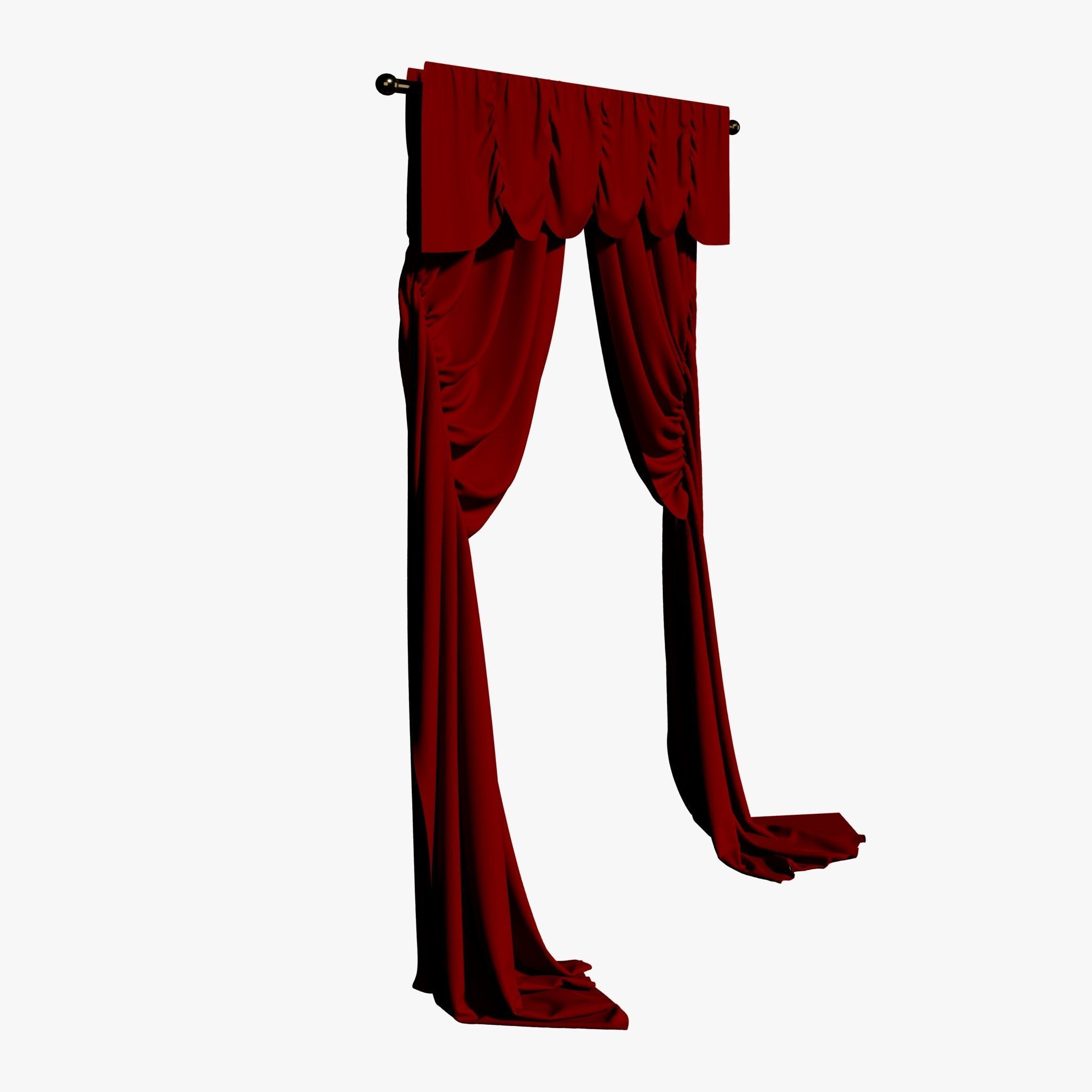 Double Curtain for two standard Windows 3D model_7