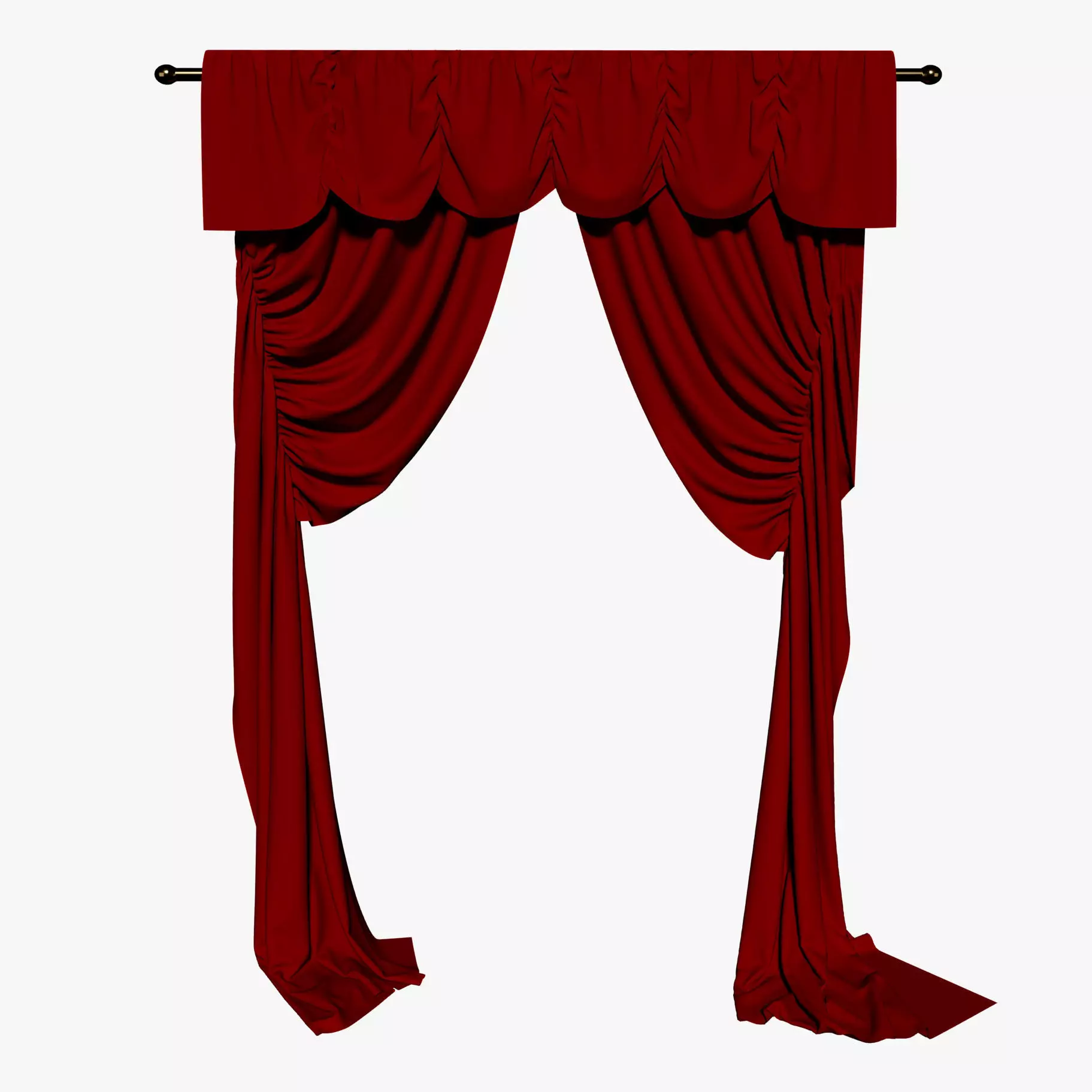 Double Curtain for two standard Windows 3D model_0