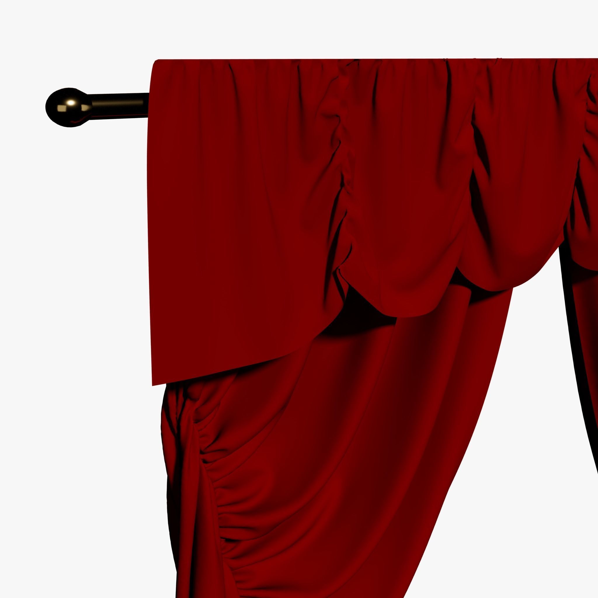 Double Curtain for two standard Windows 3D model_8