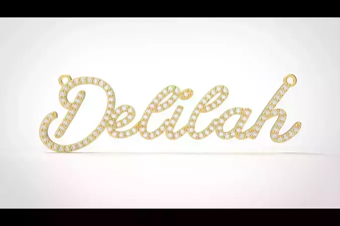 Model 544 Delilah Name Plate Diamond Pendant