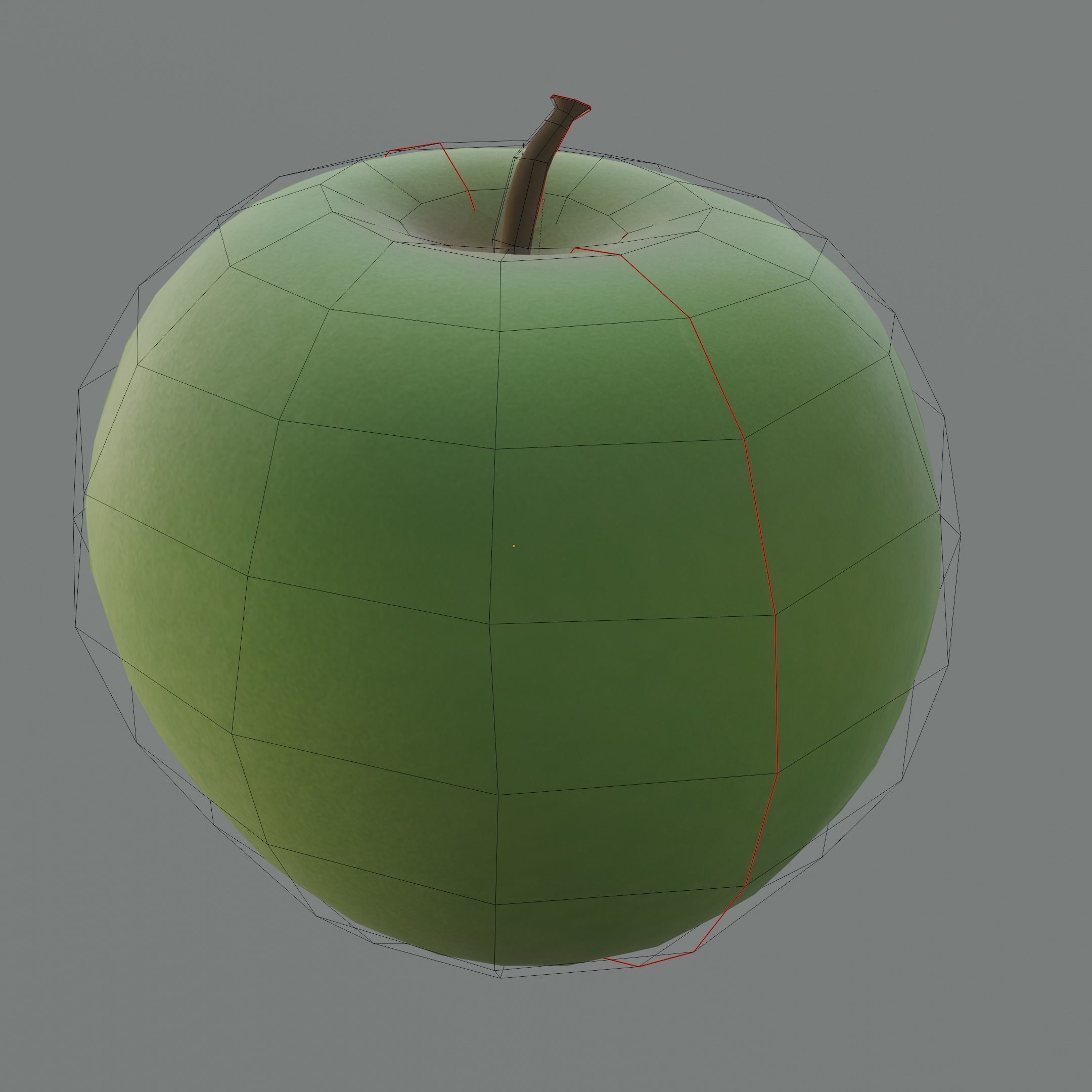 Green Apple Model Set Low-poly 3D model_3