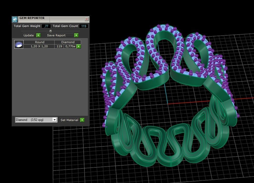 Model 573 Waterway Diamond Ring 54 EU Size 3D print model_12