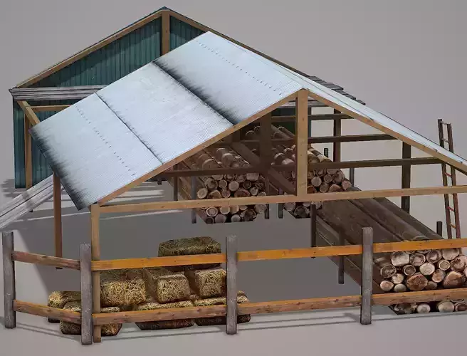 Wooden Outbuilding Low Poly Mobile Ready