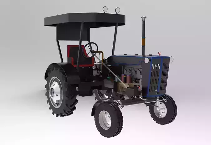Vintage Tractor CASE Low-poly 3D model