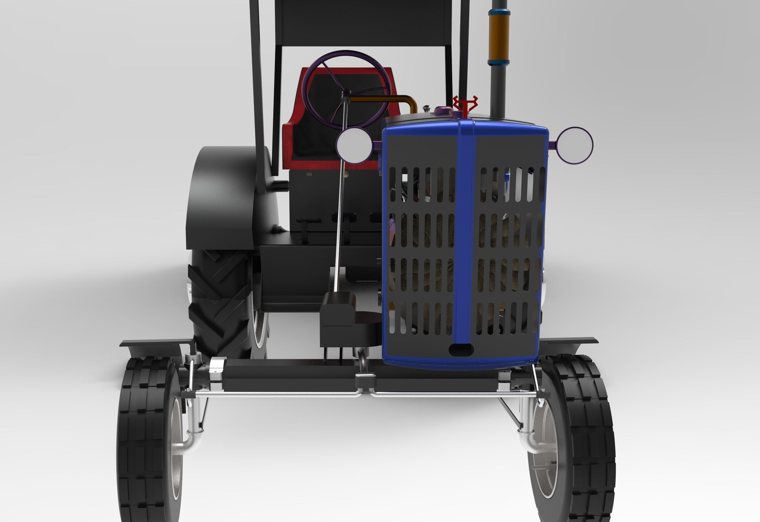 Vintage Tractor CASE Low-poly 3D model_13