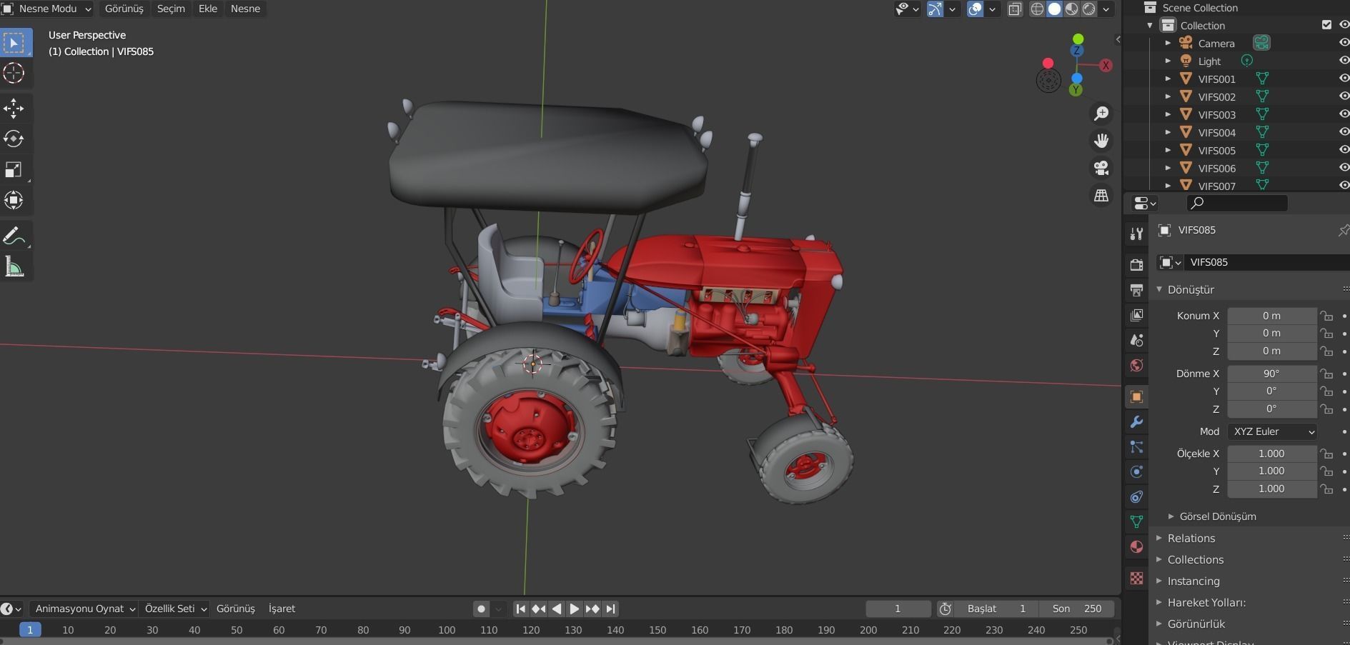 Vintage Tractor CASE Low-poly 3D model_17