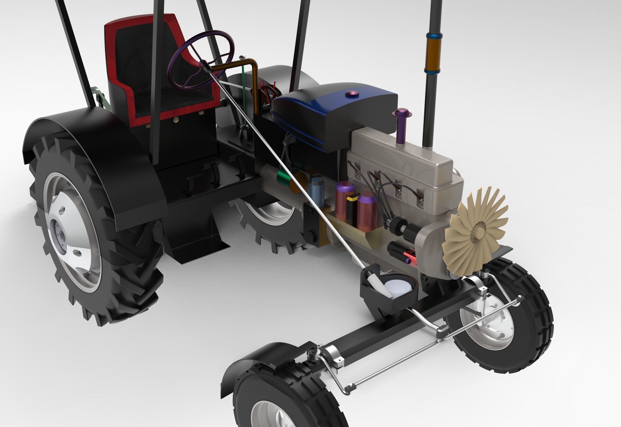 Vintage Tractor CASE Low-poly 3D model_14