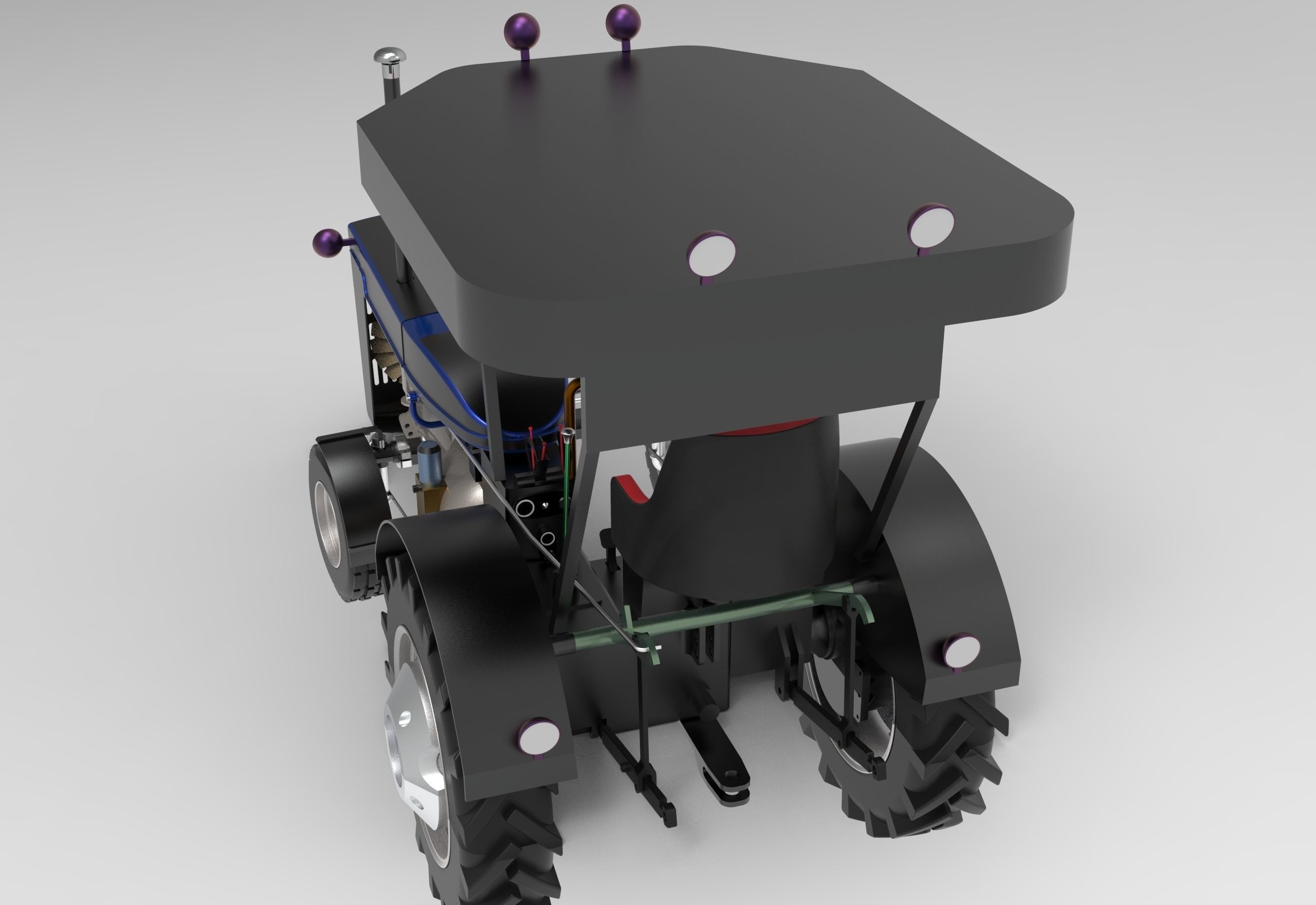 Vintage Tractor CASE Low-poly 3D model_2