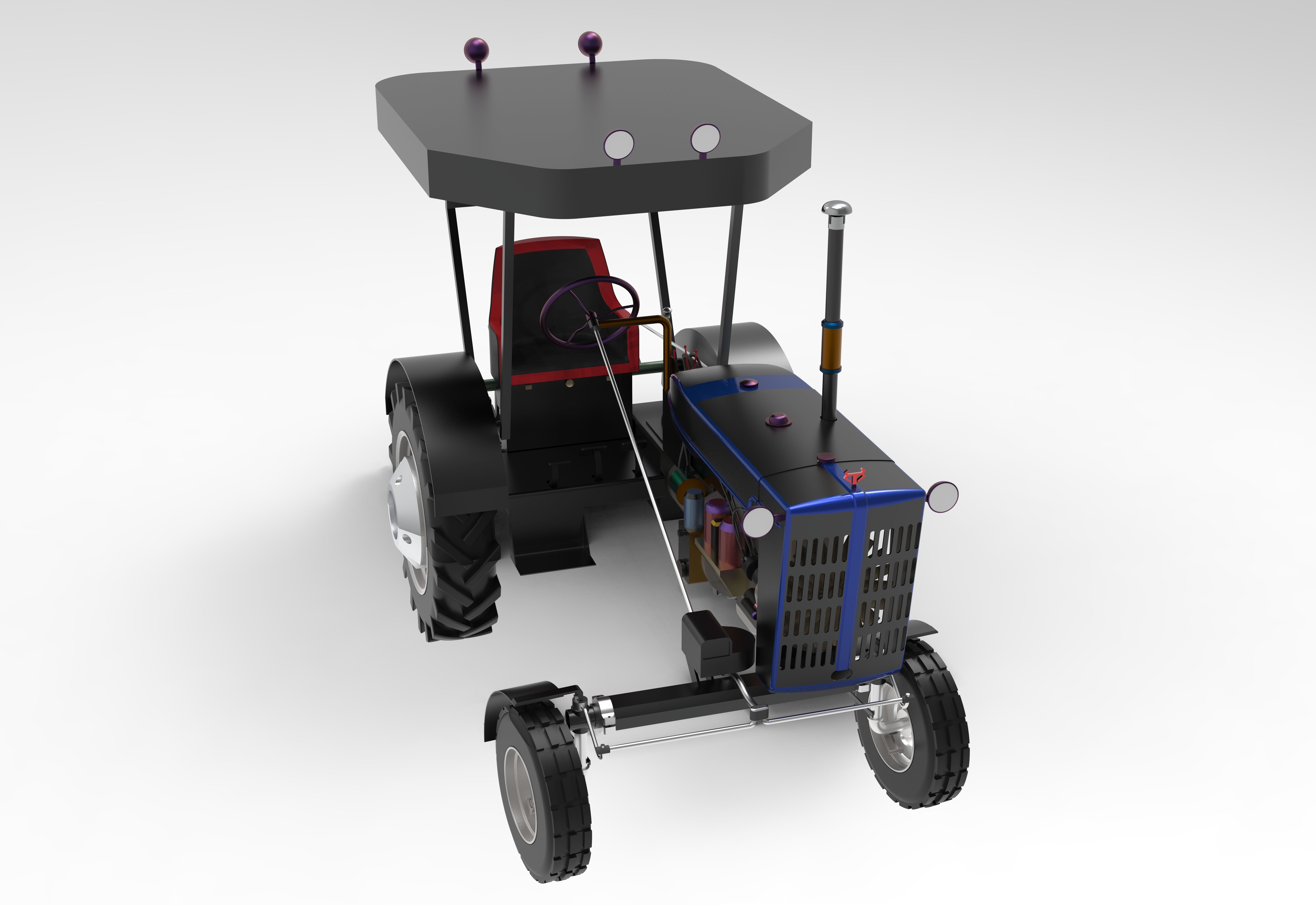 Vintage Tractor CASE Low-poly 3D model_1