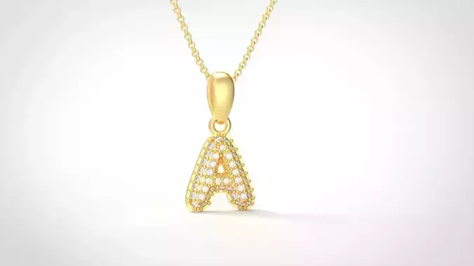 Model 518 Camber Initial A Letter Diamond Pendant 3D print model