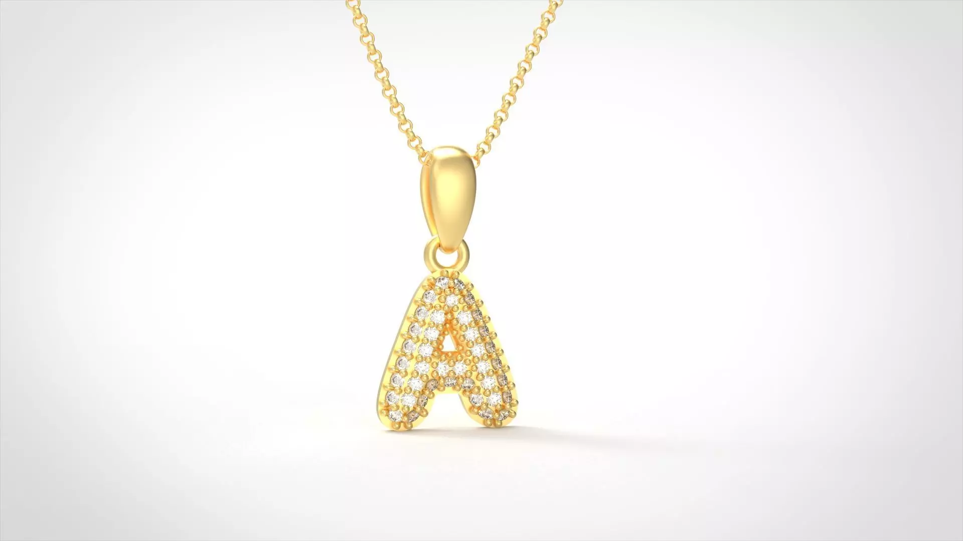 Model 518 Camber Initial A Letter Diamond Pendant 3D print model_0