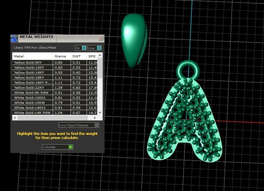 Model 518 Camber Initial A Letter Diamond Pendant 3D print model_13