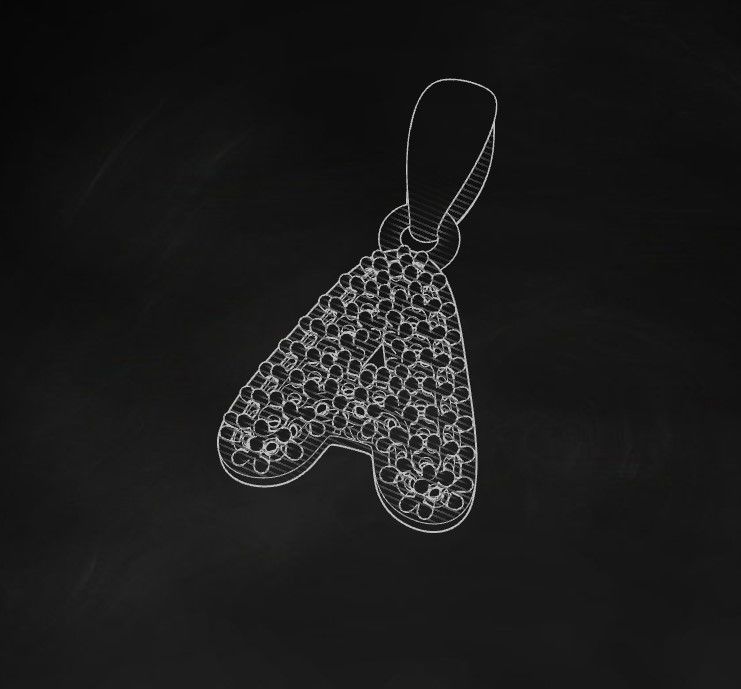 Model 518 Camber Initial A Letter Diamond Pendant 3D print model_11