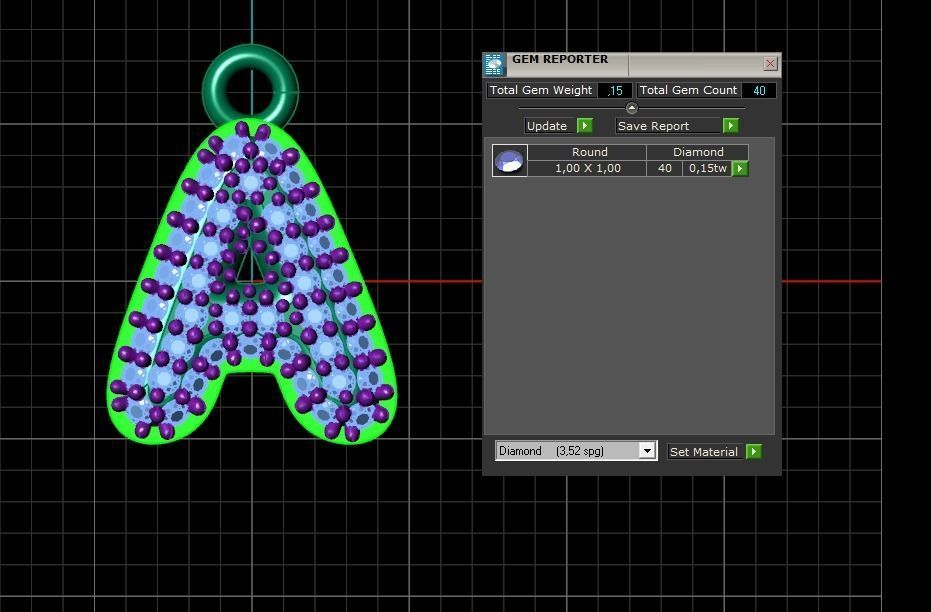 Model 518 Camber Initial A Letter Diamond Pendant 3D print model_12