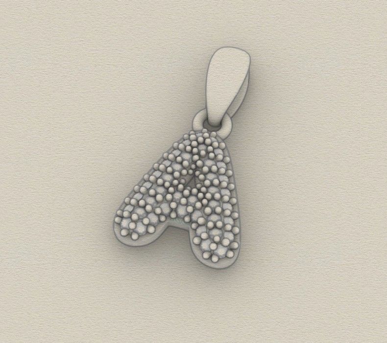 Model 518 Camber Initial A Letter Diamond Pendant 3D print model_10
