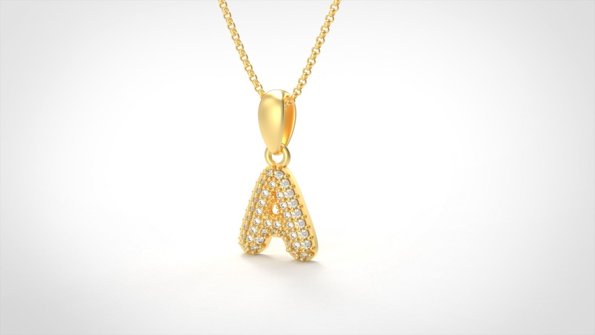 Model 518 Camber Initial A Letter Diamond Pendant 3D print model_2