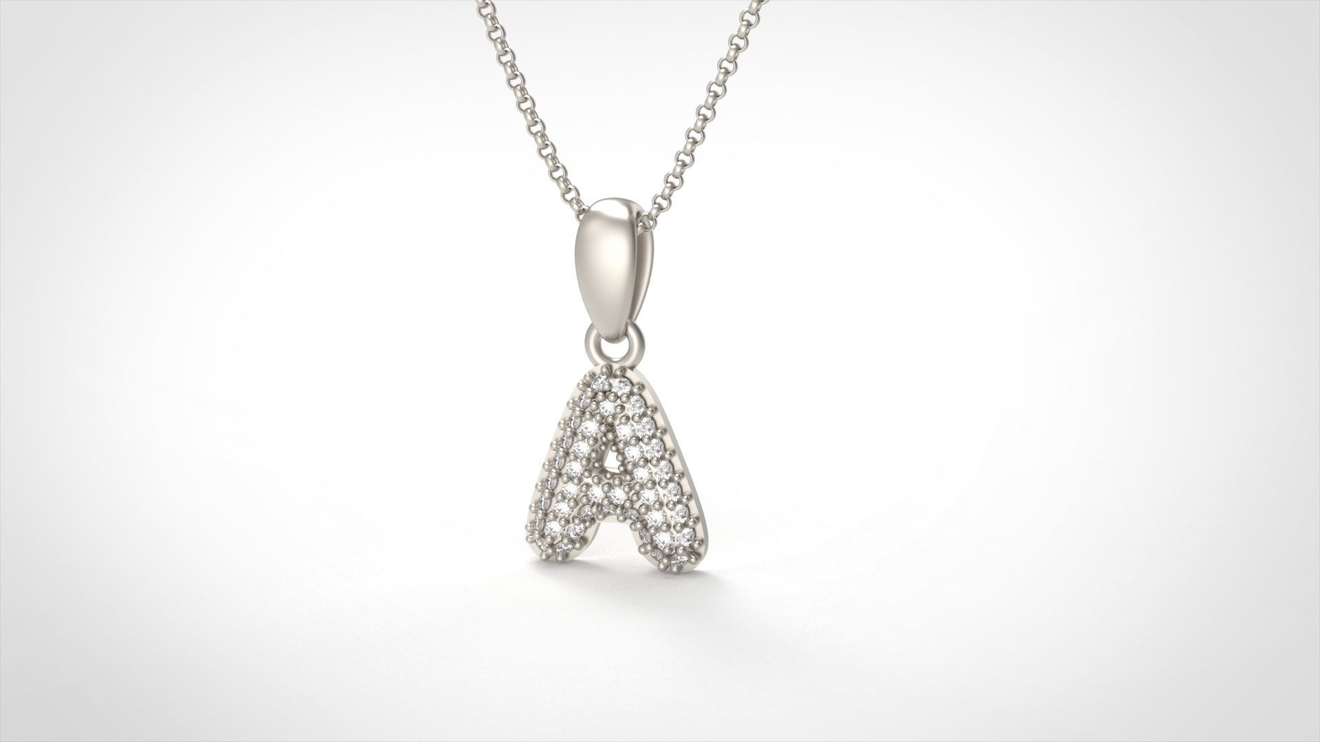 Model 518 Camber Initial A Letter Diamond Pendant 3D print model_1