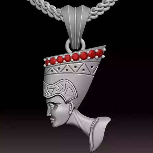 Nefertiti Pendant Sculpture jewelry gold necklace