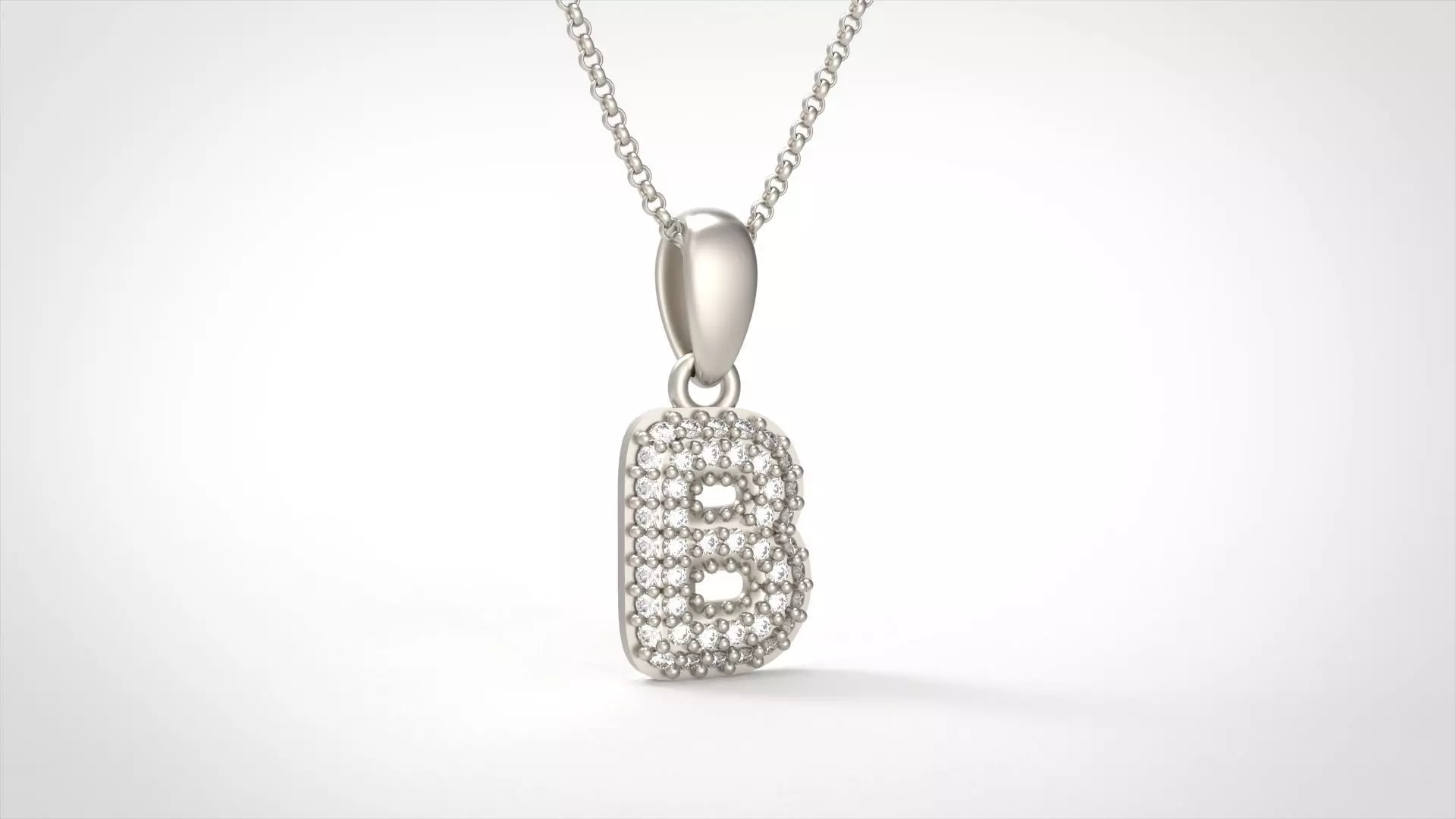 Model 519 Camber Initial B Letter Diamond Pendant 3D print model_0