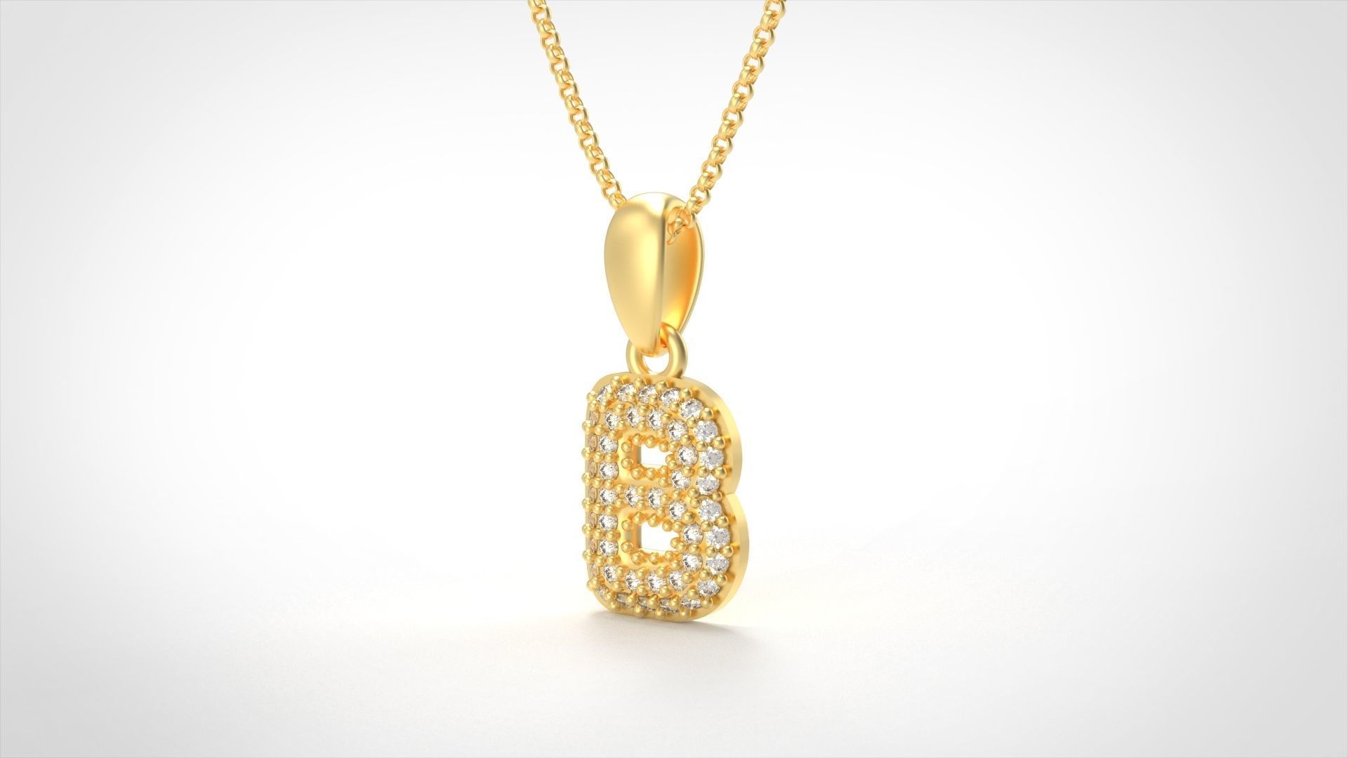 Model 519 Camber Initial B Letter Diamond Pendant 3D print model_1