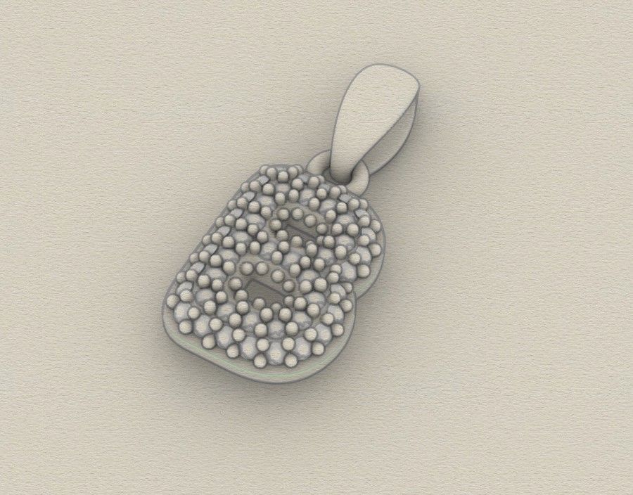 Model 519 Camber Initial B Letter Diamond Pendant 3D print model_10