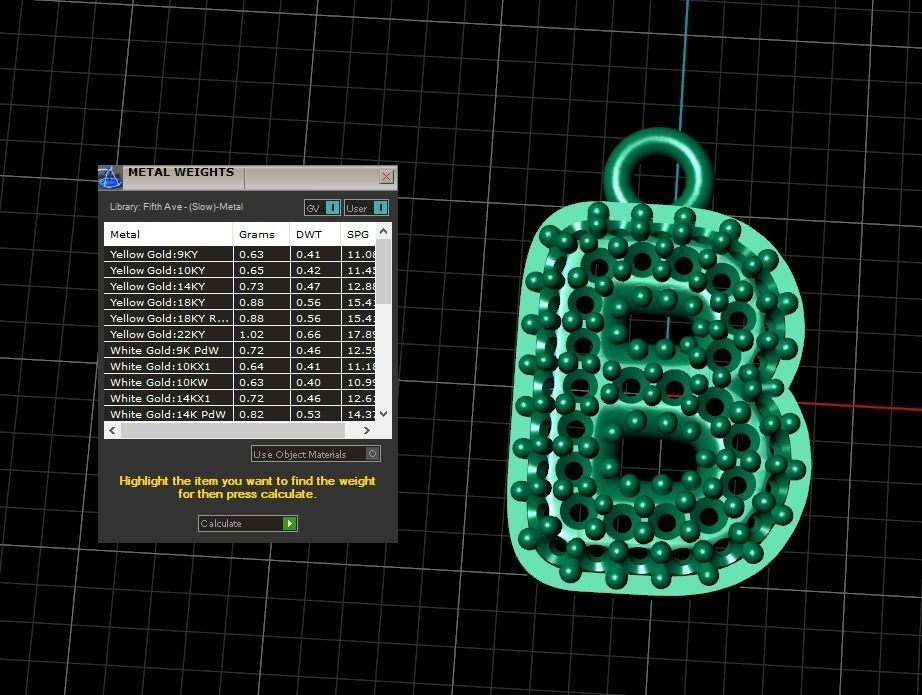 Model 519 Camber Initial B Letter Diamond Pendant 3D print model_13