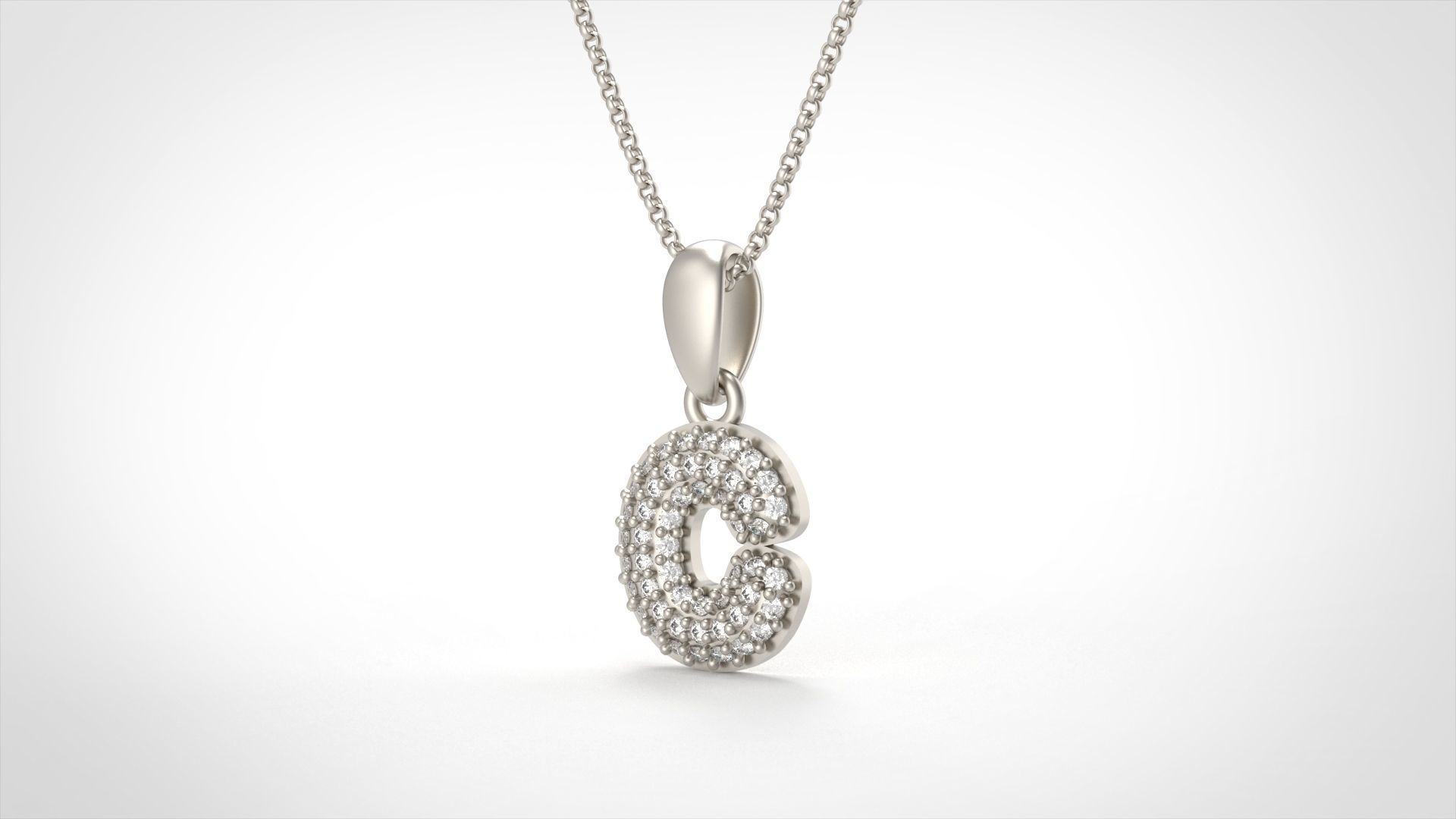 Model 520 Camber Initial C Letter Diamond Pendant 3D print model_1