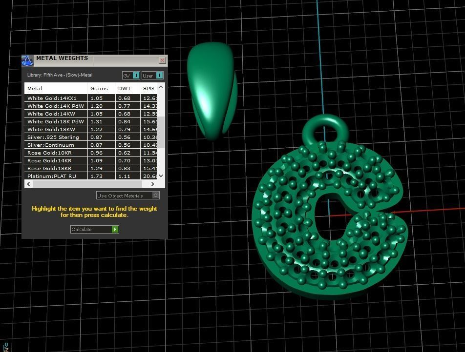 Model 520 Camber Initial C Letter Diamond Pendant 3D print model_14