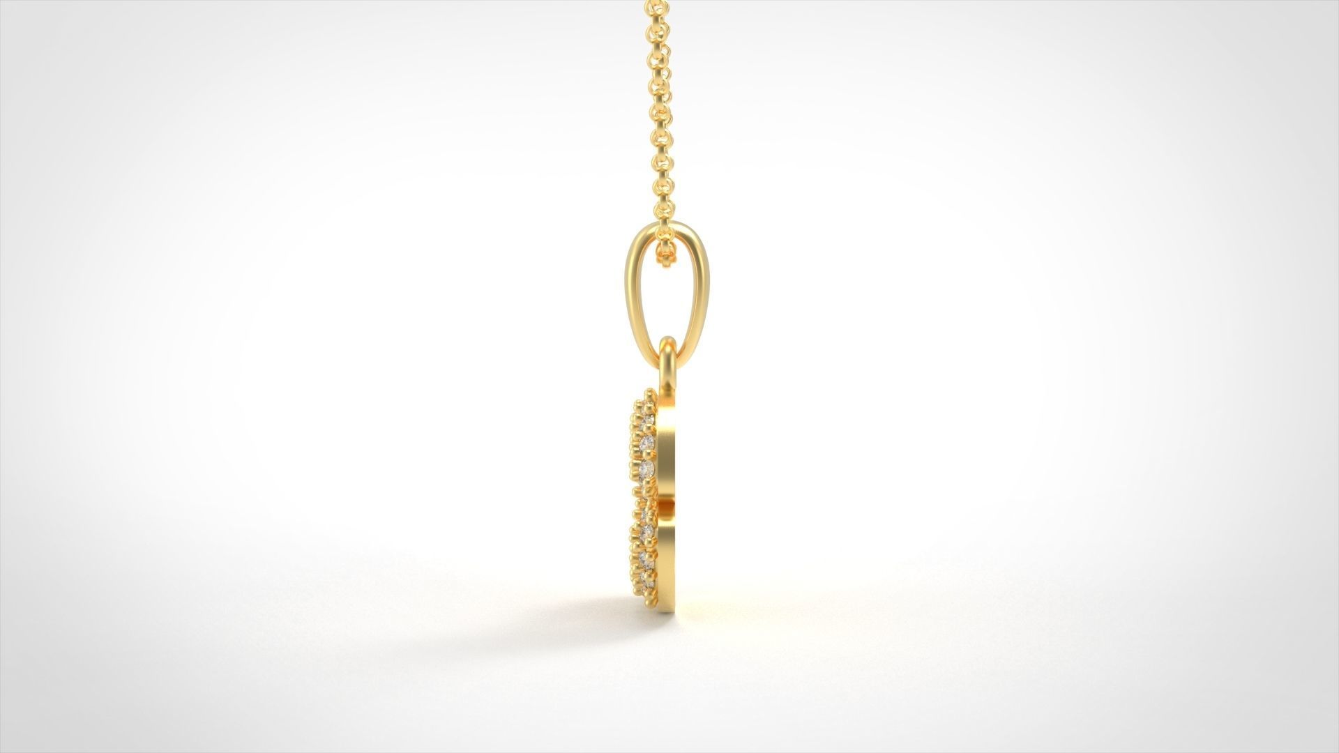 Model 520 Camber Initial C Letter Diamond Pendant 3D print model_4