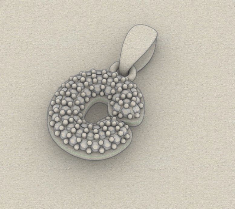 Model 520 Camber Initial C Letter Diamond Pendant 3D print model_10