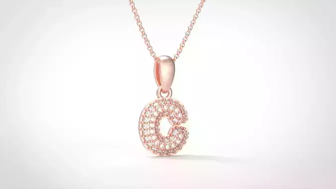 Model 520 Camber Initial C Letter Diamond Pendant 3D print model