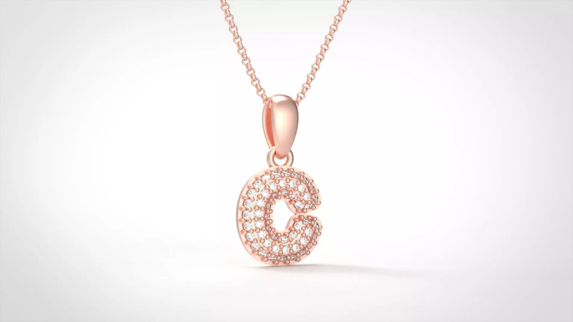 Model 520 Camber Initial C Letter Diamond Pendant 3D print model_0