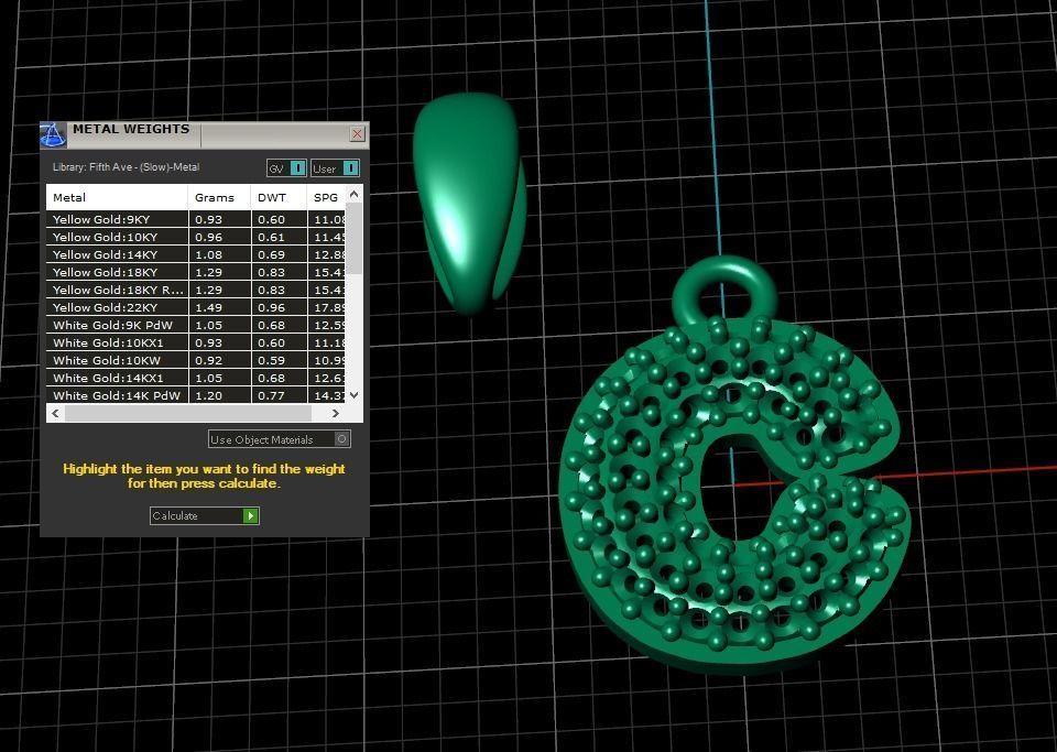 Model 520 Camber Initial C Letter Diamond Pendant 3D print model_13